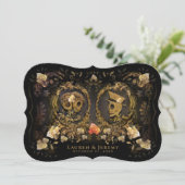 Invitation Halloween Gold Elegance Skeleton Bracket ensemble  (Debout devant)
