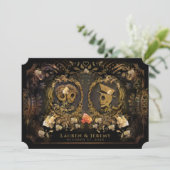 Invitation Halloween Golden Elegance Skeletons Mariage Invit (Debout devant)
