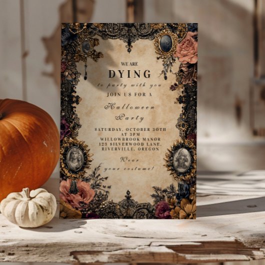 Invitation Halloween gothique cameo vintage