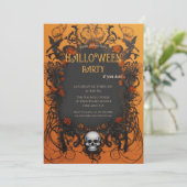 Invitation Halloween gothique crâne classique (Debout devant)