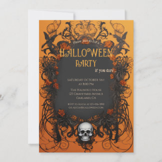 Invitation Halloween gothique crâne classique