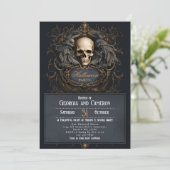 Invitation Halloween gothique du crâne (Debout devant)