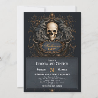Invitation Halloween gothique du crâne