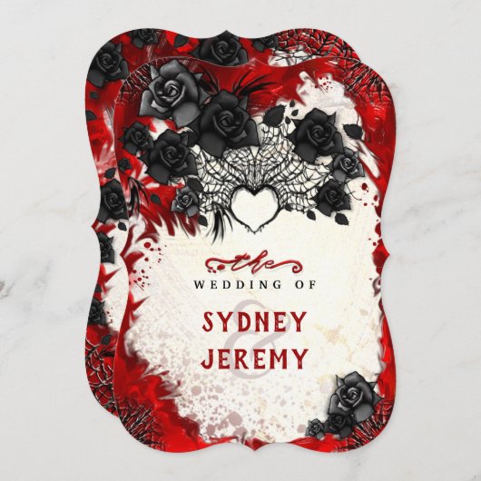 Invitation Halloween gothique foncé Coeur Mer Bracket (Devant / Derrière)