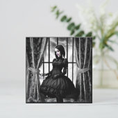 Invitation Halloween gothique noir et blanc (Debout devant)