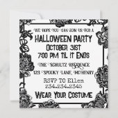 Invitation Halloween gothique noir et blanc (Dos)