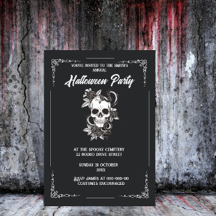 Invitation halloween gothique noir et blanc éffrayant