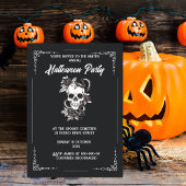 Invitation halloween gothique noir et blanc éffrayant
