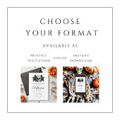 Invitation Halloween gothique noir floral crâne