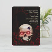 Invitation Halloween gothique noir floral moody (Debout devant)