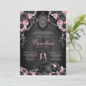 Invitation Halloween gothique Pink Black Princesse Quinceaner (Debout devant)
