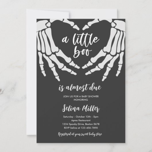 Invitation Halloween gothique Un Peu Dû Boo Baby shower (Devant)