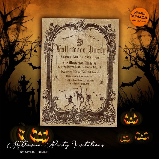 Invitation Halloween gothique victorien vintage