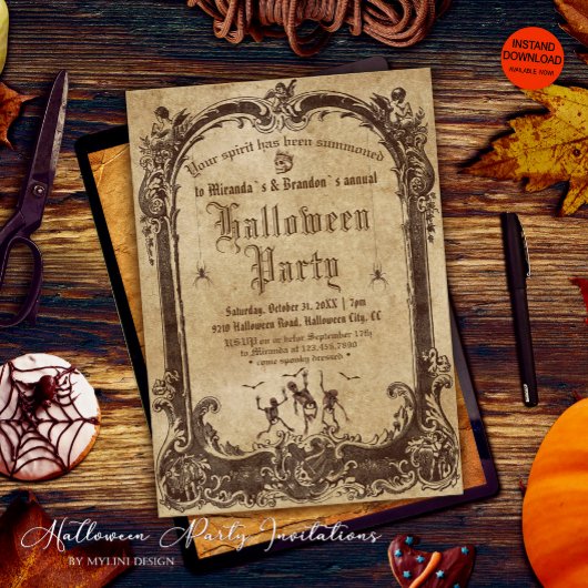 Invitation Halloween gothique victorien vintage