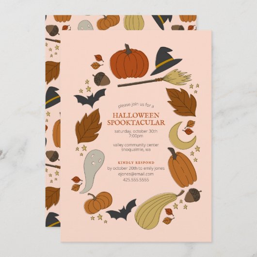 Invitation Halloween Graphic Party (Devant / Derrière)