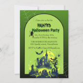 Invitation Halloween Green Haunted House Party (Devant)