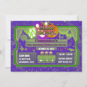 Invitation Halloween Green & Purple GLOW BOWL Anniversaire (Devant)