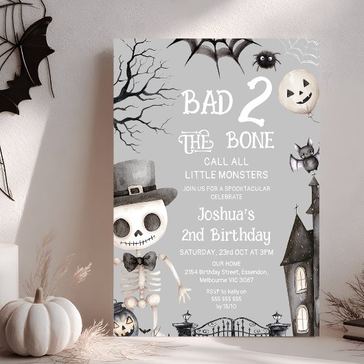 Invitation Halloween Grey Bad Two The Bones 2e anniversaire