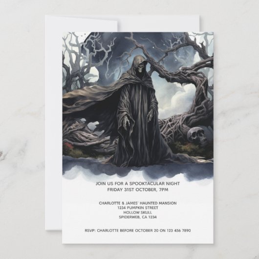 Invitation Halloween Grim Reaper (Devant)