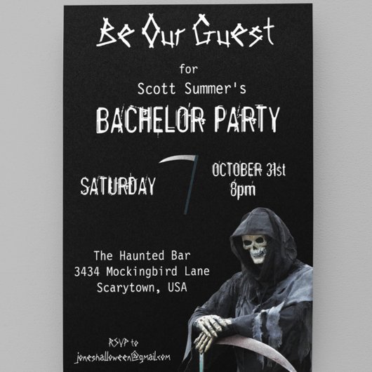 Invitation Halloween Grim Reaper Bachelor Party
