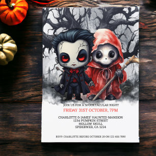 Invitation Halloween Grim Reaper et Vampire