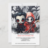 Invitation Halloween Grim Reaper et Vampire (Devant)