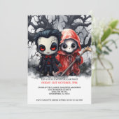 Invitation Halloween Grim Reaper et Vampire (Debout devant)