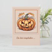 Invitation Halloween : grosse citrouille (Debout devant)