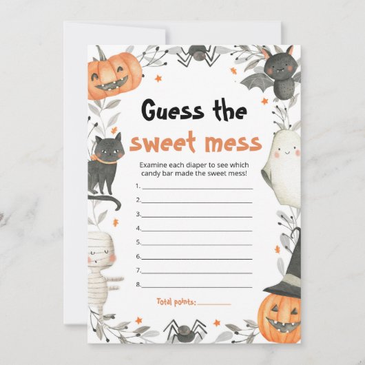 Invitation Halloween Guess the Sweet Mess Baby shower Jeu (Devant)