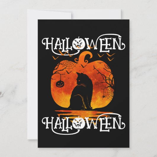 INVITATION HALLOWEEN HALLOWEEN CHAT CITROUILLE NOIRE (Devant)