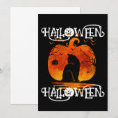 INVITATION HALLOWEEN HALLOWEEN CHAT CITROUILLE NOIRE (Devant / Derrière)