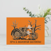Invitation Halloween Haunted Hay Ride ferme tracteur fantômes (Debout devant)