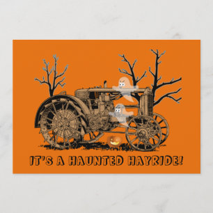 Invitation Halloween Haunted Hay Ride ferme tracteur fantômes