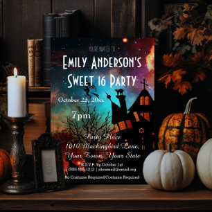 Invitation Halloween Haunted House Costume Sweet 16 Anniversa