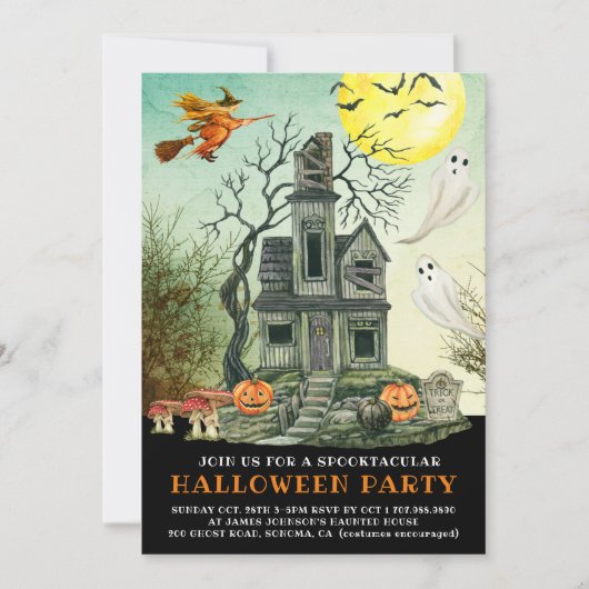 Invitation Halloween Haunted House Party (Devant)
