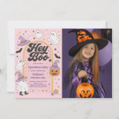 Invitation Halloween Hey Boo Cute Fantôme Anniversaire Photo (Devant)