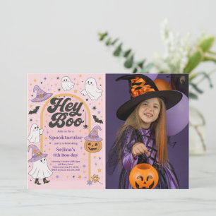 Invitation Halloween Hey Boo Cute Fantôme Anniversaire Photo