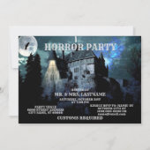 Invitation Halloween Horreur hantée Maison effroi Bleu nuit (Dos)