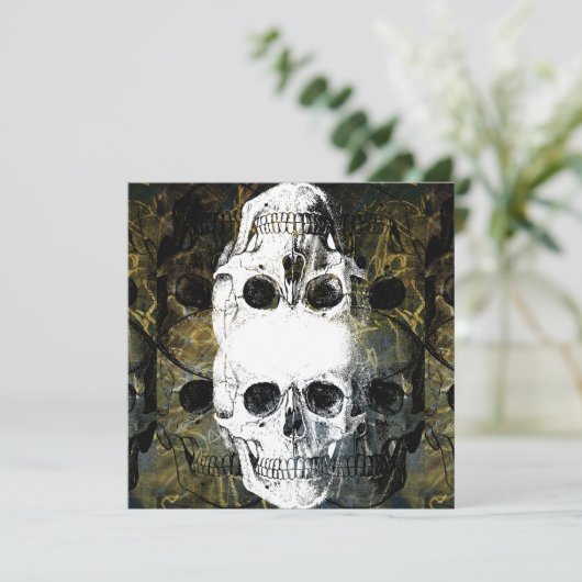 Invitation Halloween Horror - 3 Skulls Graffiti Burst (Debout devant)