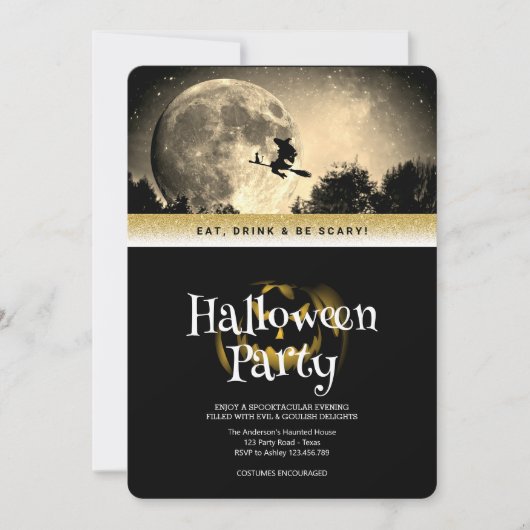 Invitation Halloween Imaginaire gothique Lune (Devant)