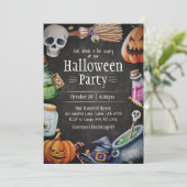 Invitation Halloween Invitation, Halloween Birthday Party (Debout devant)