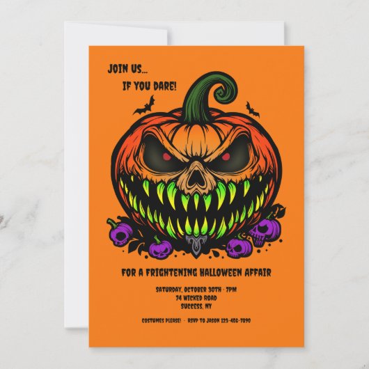 Invitation Halloween Jack-O-Lantern (Devant)