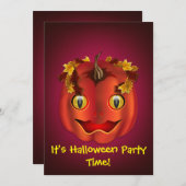 Invitation Halloween Jack-O-Lantern à l'oeil serpent (Devant / Derrière)