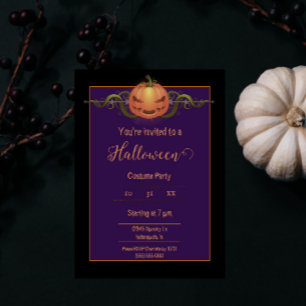 Invitation Halloween Jack-o-lanterne effrayant   Noir