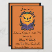 Invitation Halloween Jack-o-lanterne Tête Portrait (Devant / Derrière)