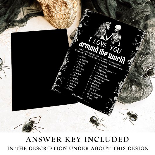 Invitation Halloween Je t'aime autour du monde jeu nuptiale