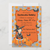 Invitation Halloween jolie petite sorcière (Devant)