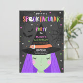 Invitation Halloween jolie sorcière Anniversaire fête Spookta (Debout devant)