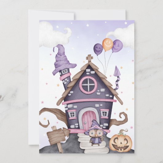 Invitation Halloween jolie sorcière Anniversaire fête Spookta (Dos)