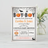 Invitation Halloween jumeaux citrouilles garçon douche coed r (Debout devant)